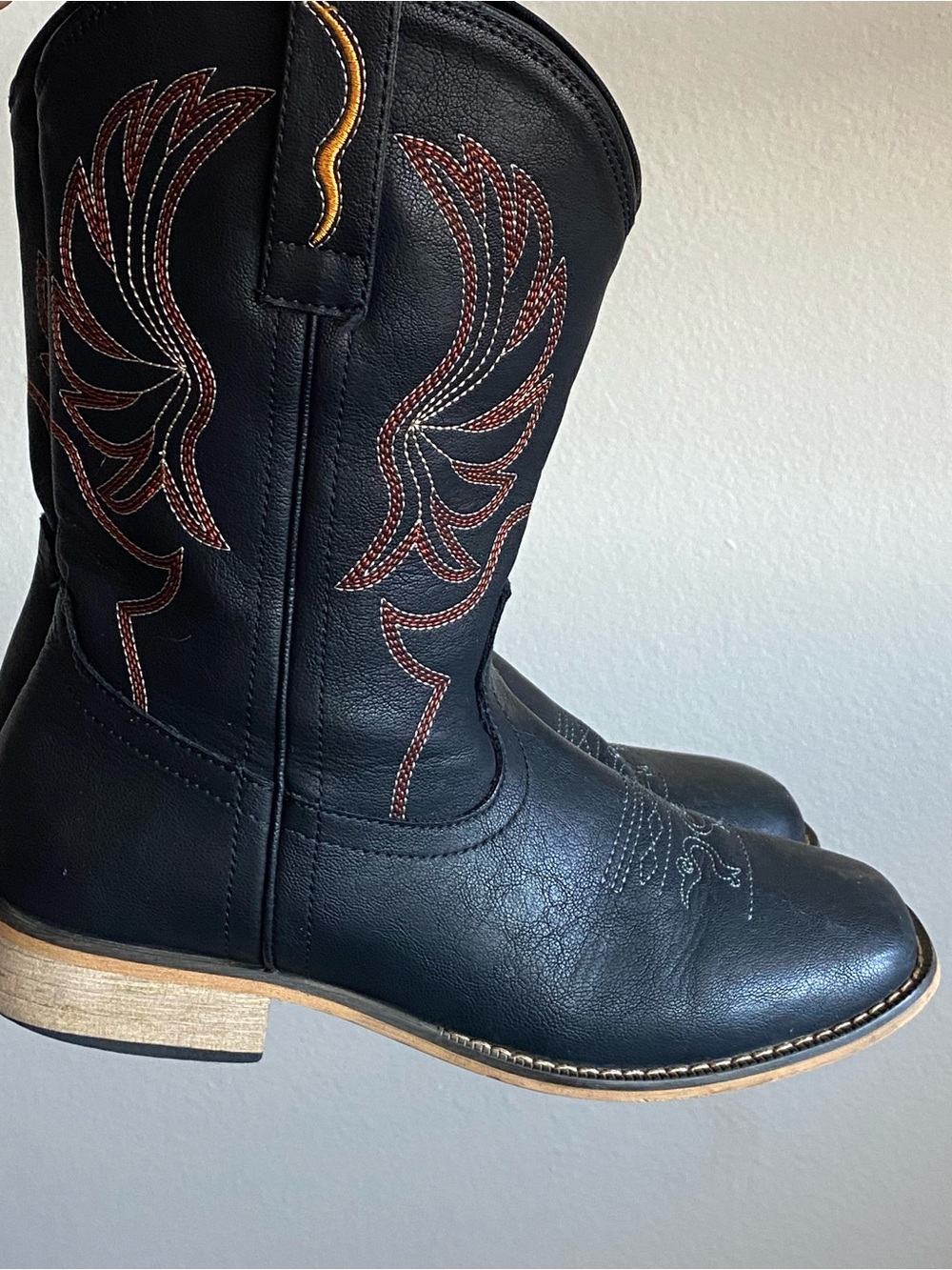 Rollda Classic Boys Black Western Cowboy Boots US Size 6